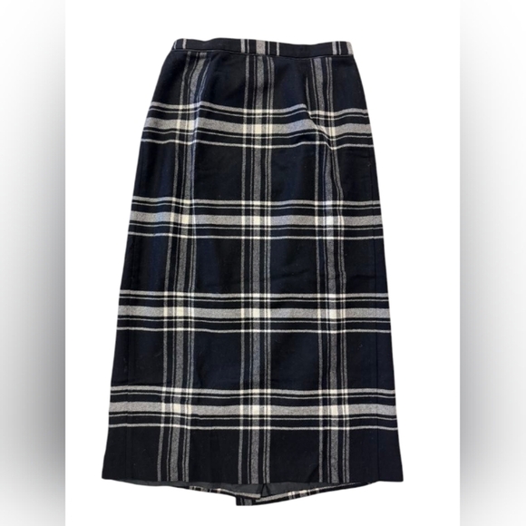 Liz Claiborne Skirt Wrap Maxi Wool Blend Plaid Black/White Size 14 - Picture 2 of 9